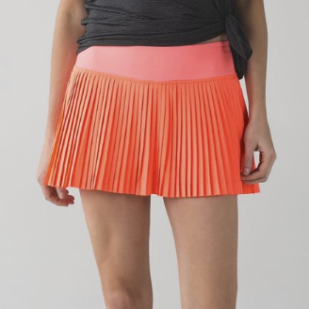 Lululemon Pleat To Street Skirt II Grapefruit Skort Liner Short Tennis Coral 8